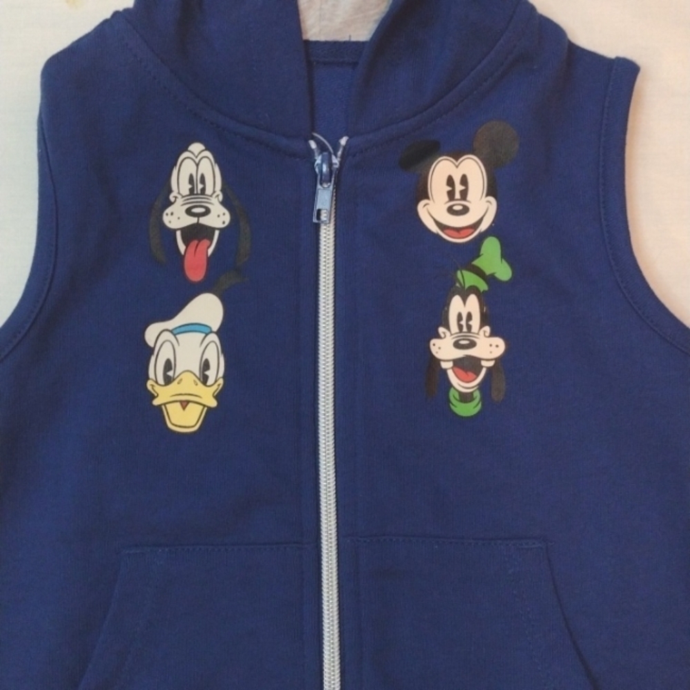 Disney Boys Hoodie Vest- Mickey Mouse & Friends NWT XXS - Picture 2 of 6